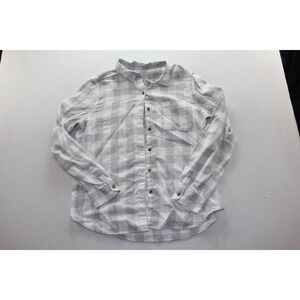 Aéropostale Womens Flannel Button Shirt L White Plaid Long Sleeve